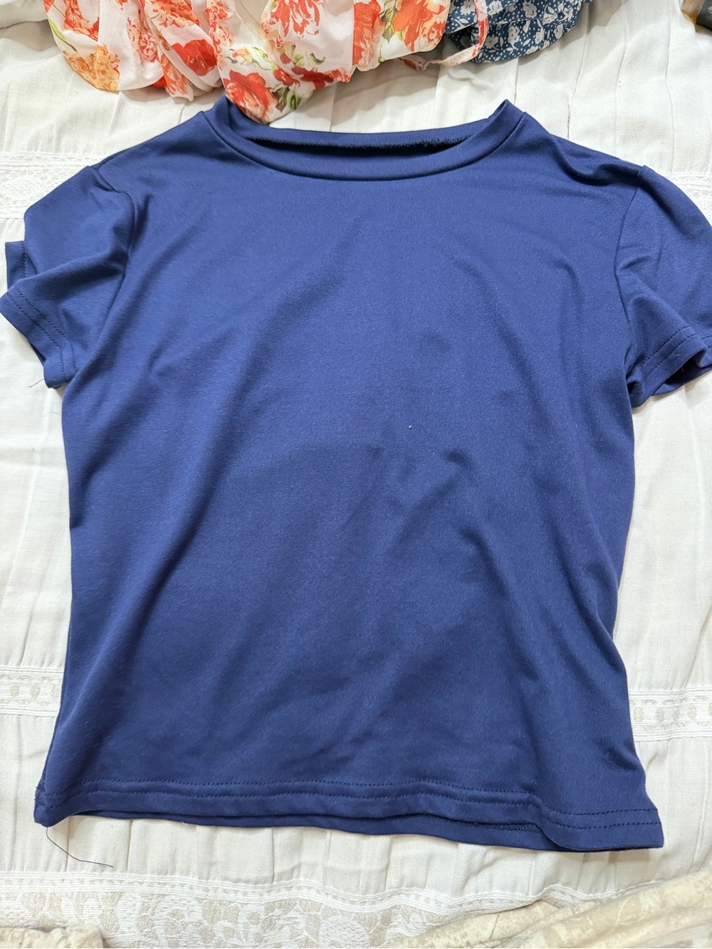 SHEIN Deep Blue Short Sleeve Crop Top
